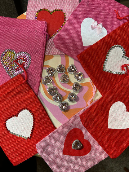 Handmade Bedazzled Mini Heart Bag